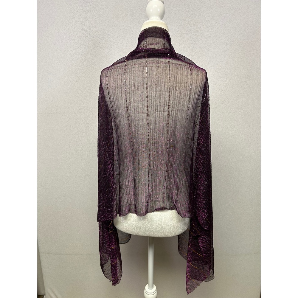 Glam Sparkle Unbranded Womens OS Purple Metallic Sequin Pleated Mesh Long Scarf